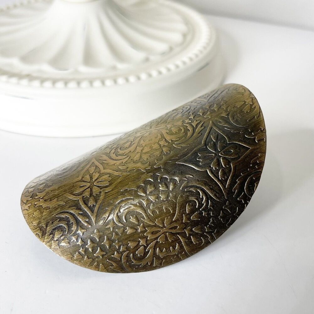 Vintage 90s Y2K Tooled Metal Hair Barrette Bronze Pewter Clasp Fashion Accessory